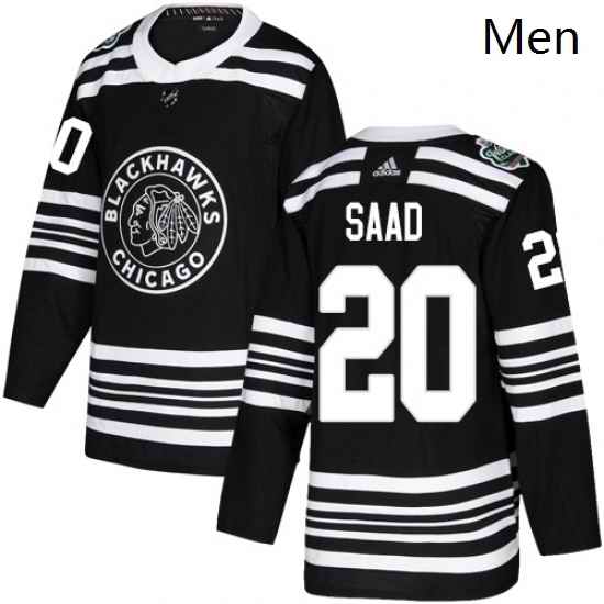 Mens Adidas Chicago Blackhawks 20 Brandon Saad Authentic Black 2019 Winter Classic NHL Jersey